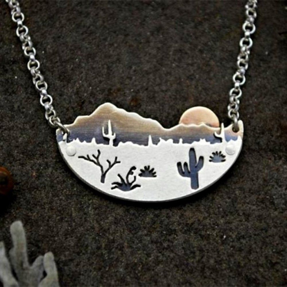 SILVER BOHEMIAN DESERT, SUN, MOUNTAIN WONDERLAND NECKLACE